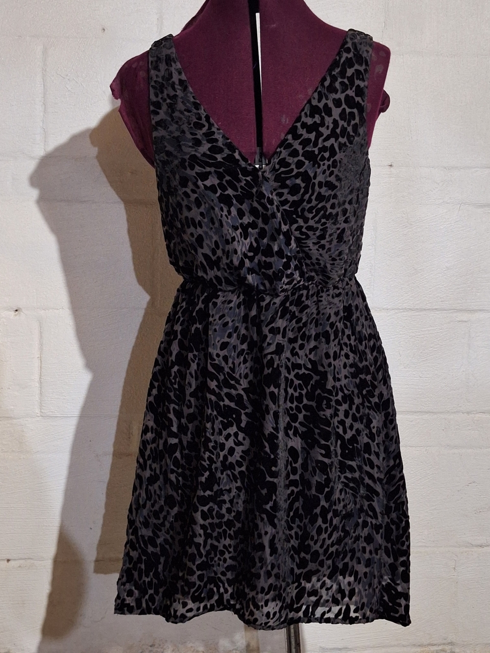 H&M Black and Gray Leopard Print Mini Dress